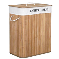 Cesto Biancheria Sporca 2 Scomparti Portabiancheria Pieghevole in Bambu Tessuto