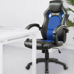 Sedia Poltrona Da Ufficio Direzionale Ruote Girevoli Sportiva Racer Gaming Blu