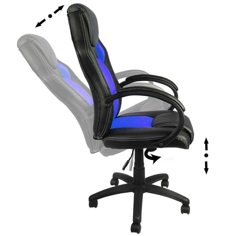 Sedia Poltrona Da Ufficio Direzionale Ruote Girevoli Sportiva Racer Gaming Blu