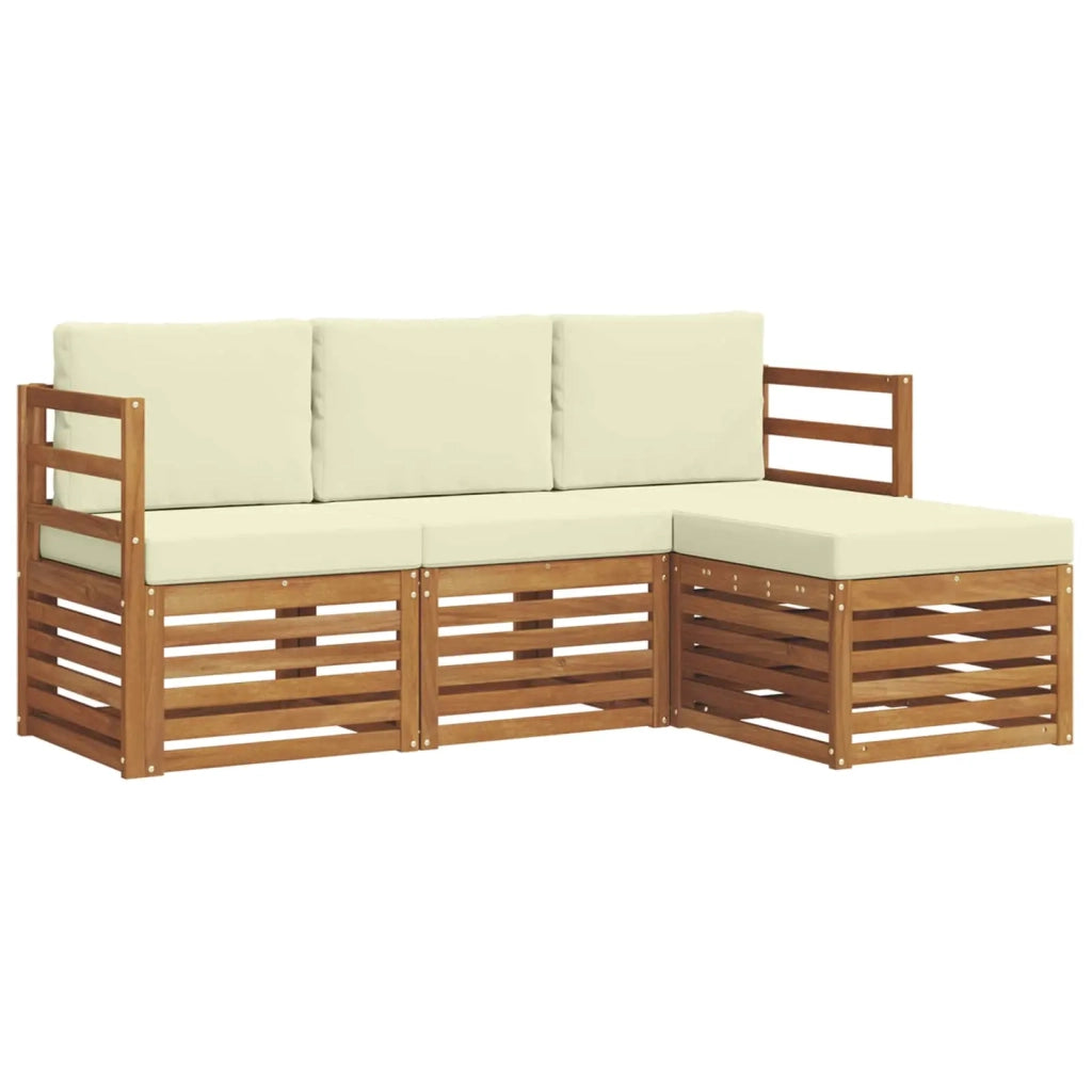 Set di divani da esterno con cuscino 4 pcs Naturale e Crema 3374590