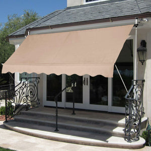 Tenda Sole Balcone Estensibile Parasole Avvolgibile Esterno con Gambe 300cm Beig