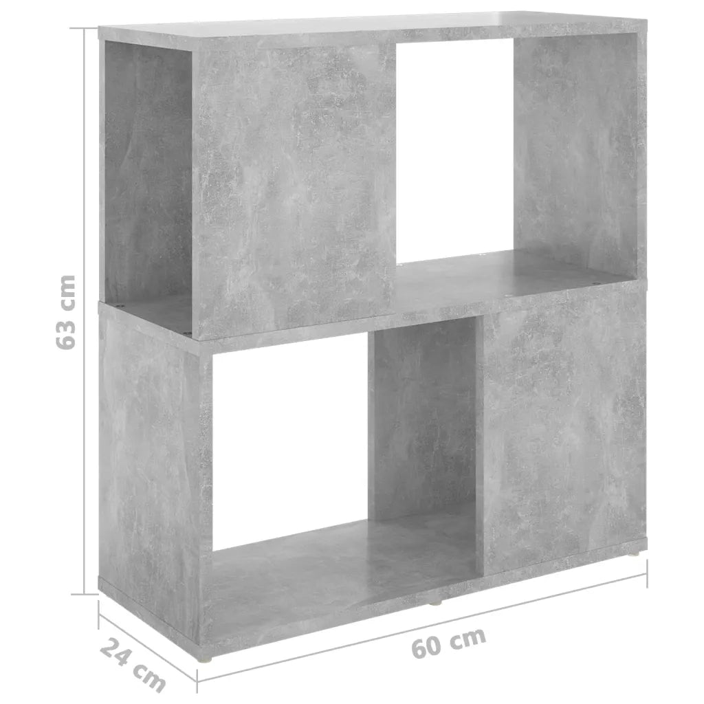 Libreria-Scaffale per Libri-Mobile di Stoccaggio Grigio Cemento 60x24x63 cm in Truciolato