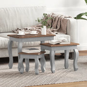 Set Tavolini a Incastro 3 pz in Legno Massello di Mogano 244505