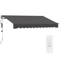 Tenda a Bracci Estensibili Elettrica con Manovella Regolabile in Altezza 300 cm di Larghezza, Grigio Scuro