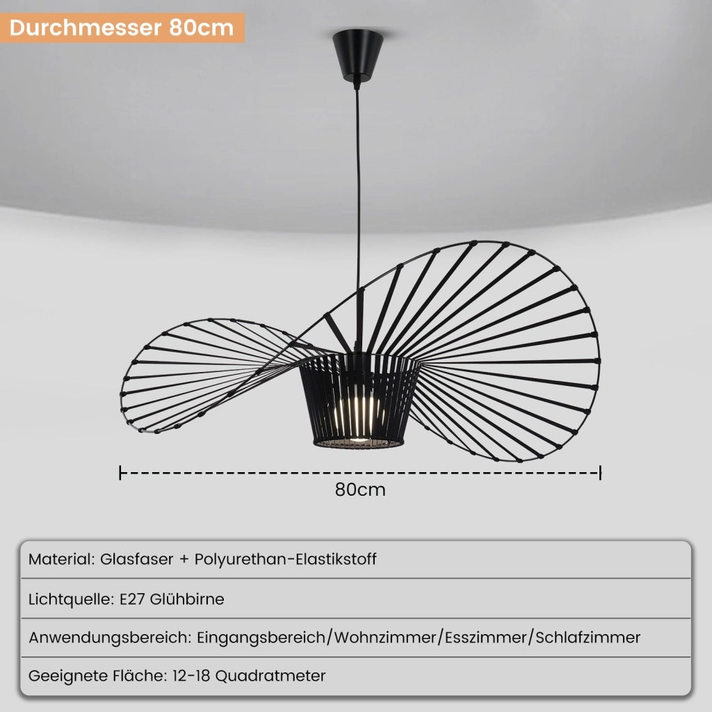 ZMH Lampada a Sospensione Moderna a LED Nero E27 80 cm per Sala da Pranzo