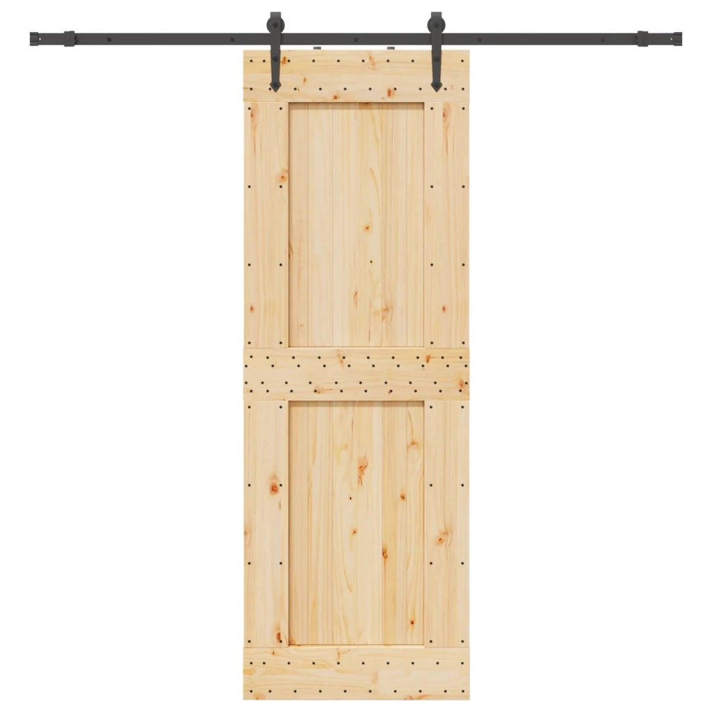 Porta scorrevole NARVIK Naturale e Nero 80 x 210 cm (213,5 cm) 3445342