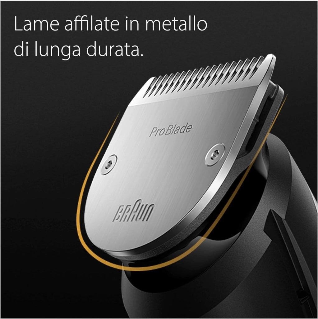 Braun Serie 9, Regolabarba Uomo, Rasoio Elettrico Barba con Lama Barba Problade e Strumenti Professionali, 40 Lunghezze, Base di Ricarica e Custodia Esclusiva, Bt9440 Grigio
