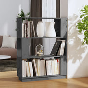 Libreria Divisorio-Scaffale per Libri-Mobile di Stoccaggio Grigio 80x25x101 cm Legno Massello di Pino