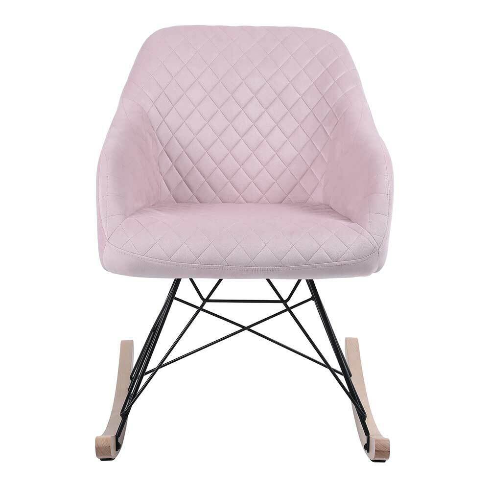 Poltrona Sedia Dondolo Relax Base Slitta Scandinavo Imbottita Design Unic Rosa