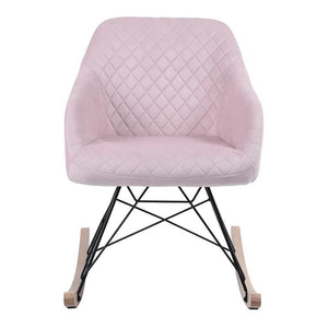 Poltrona Sedia Dondolo Relax Base Slitta Scandinavo Imbottita Design Unic Rosa