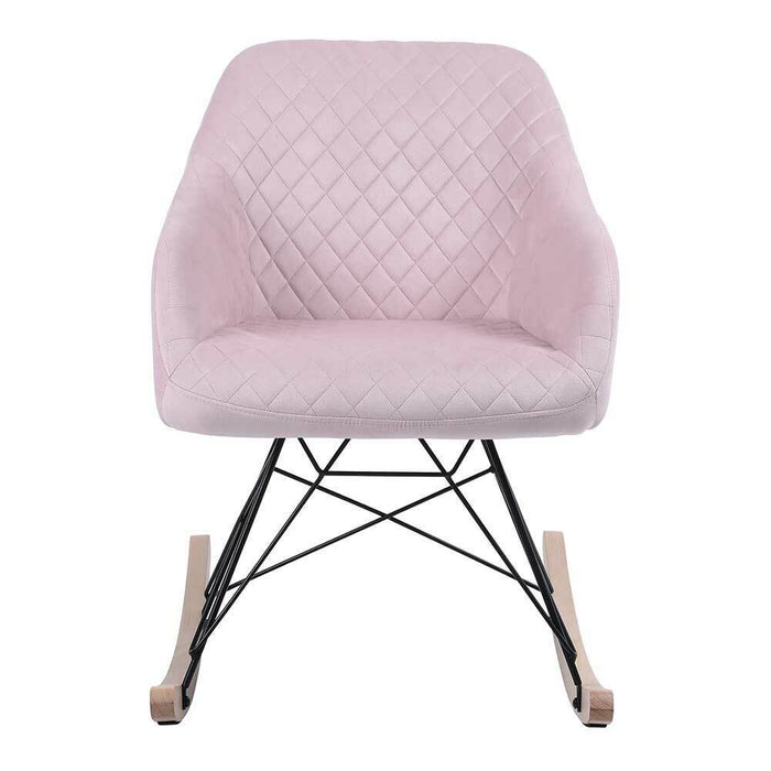 Poltrona Sedia Dondolo Relax Base Slitta Scandinavo Imbottita Design Unic Rosa