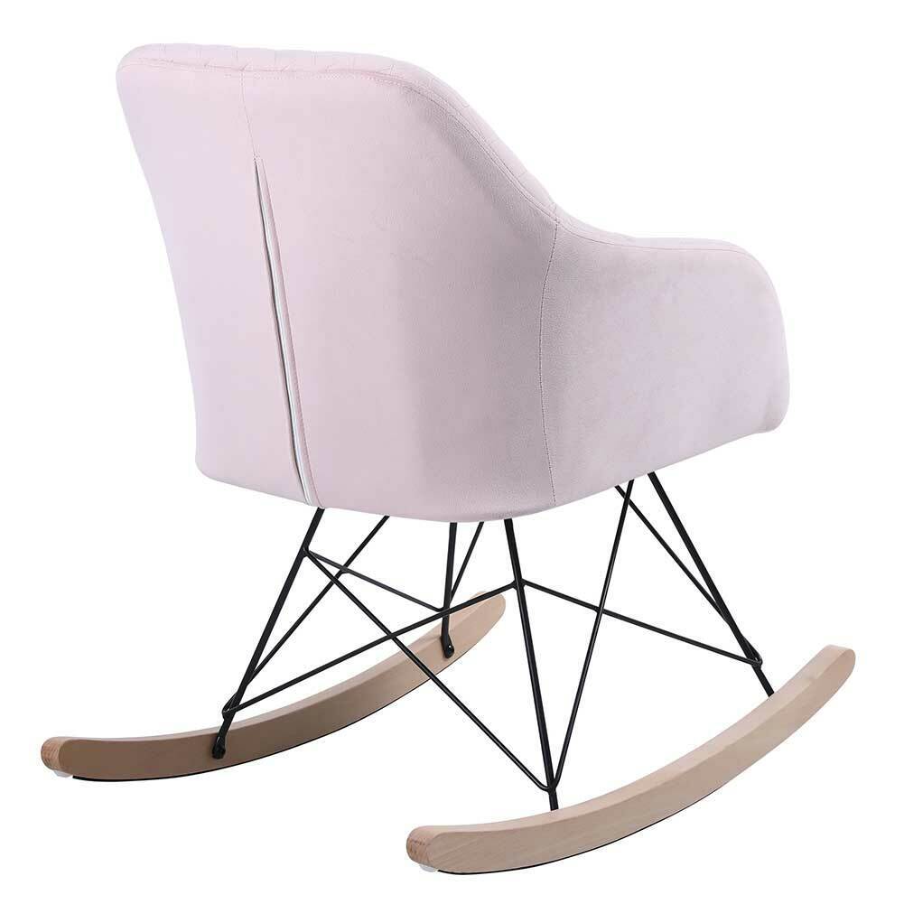 Poltrona Sedia Dondolo Relax Base Slitta Scandinavo Imbottita Design Unic Rosa