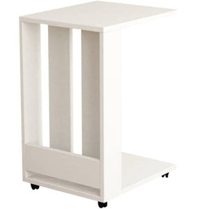 Tavolino Ausiliario con Ruote Design Moderno Mobile Letto Divano Colore Bianco