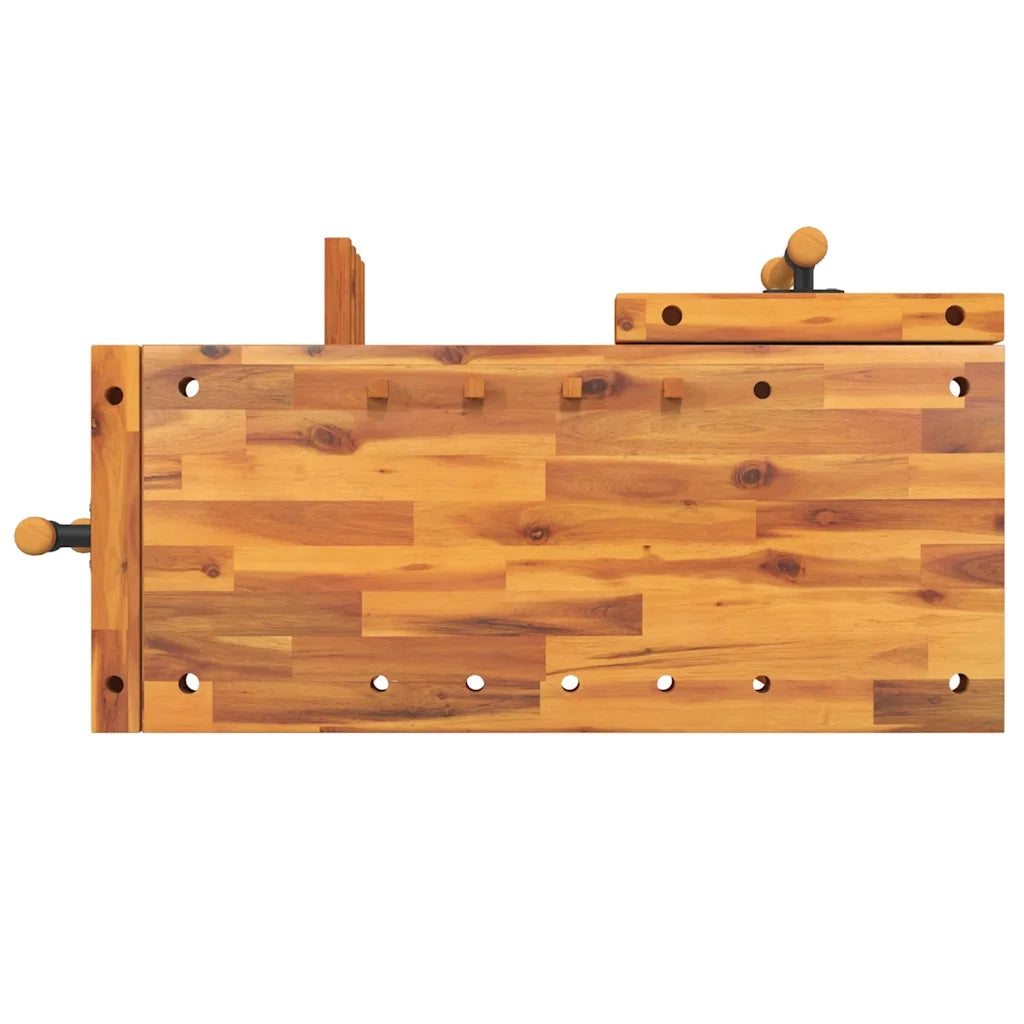 Banco da Lavoro con Morse 92x48x83 cm Legno Massello di Acacia cod mxl 14943