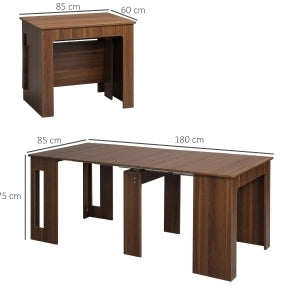 Tavolo da pranzo pieghevole estensibile marrone 180x85x75 cm