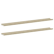2 pz Mensole da Parete | Scaffali a Parete | Ripiano a parete Bianco e Rovere Sonoma 115x9x3 cm