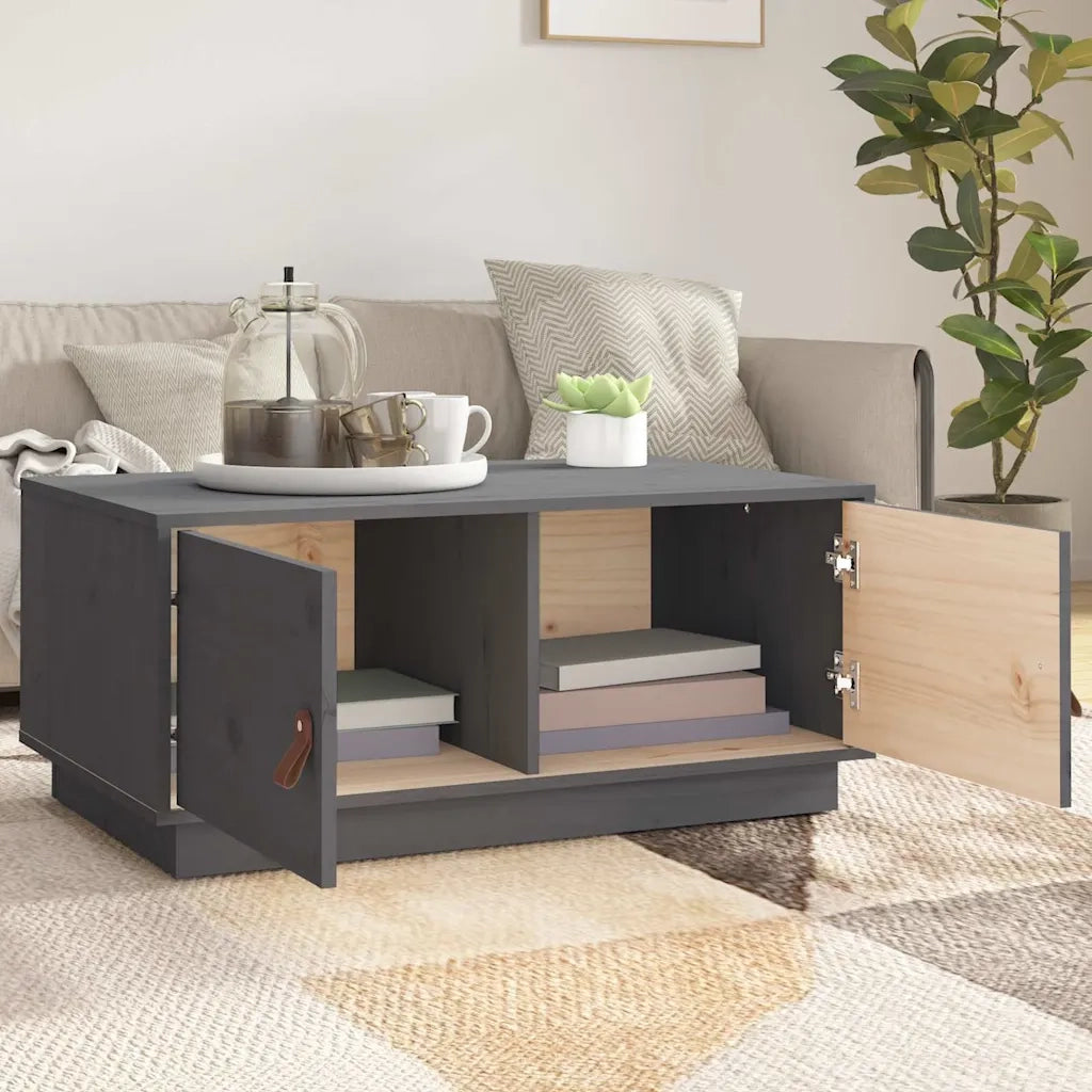Tavolino da Salotto-Tavolino da soggiorno Grigio 80x50x35cm in Legno Massello di Pino