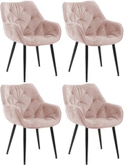 Set di 4 poltroncine Tanna in velluto rosa