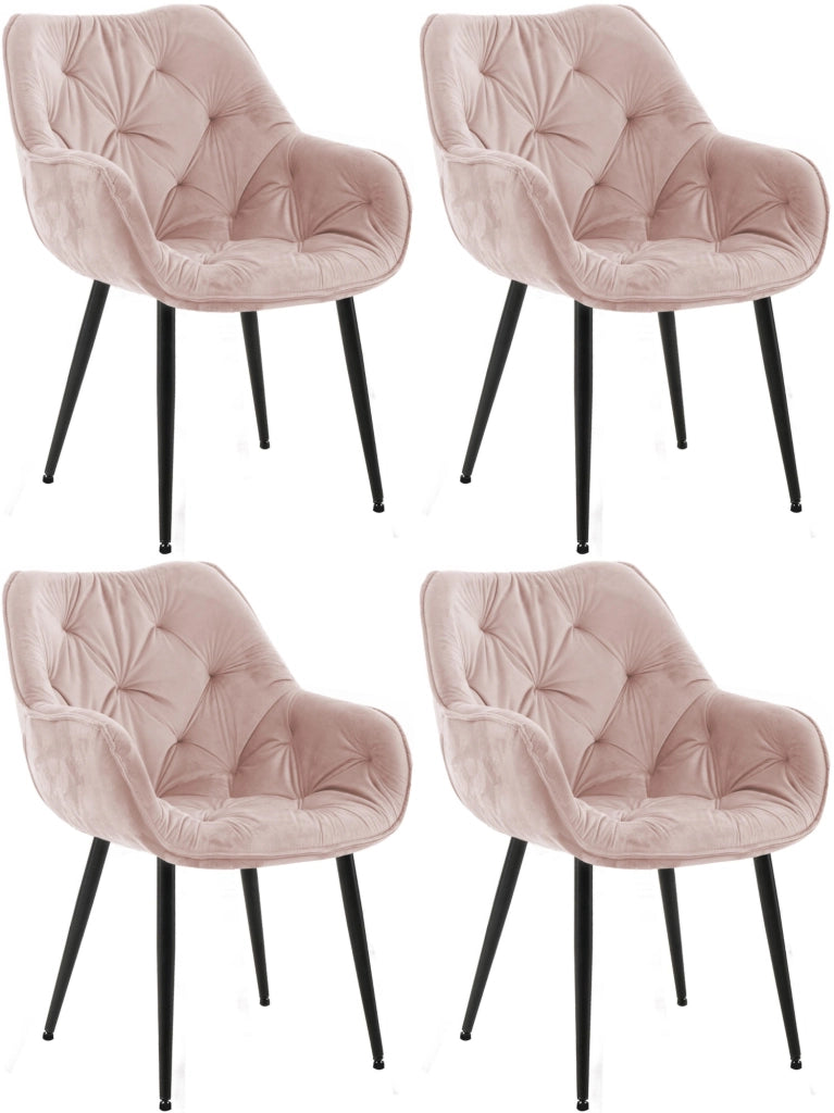 Set di 4 poltroncine Tanna in velluto rosa