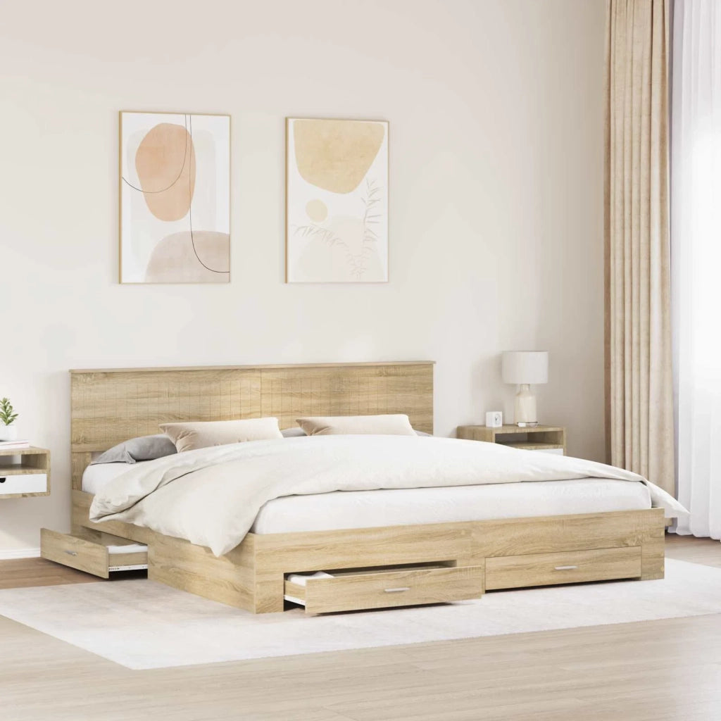 Struttura del letto con testiera Rovere Sonoma 200 x 200 cm 3410856