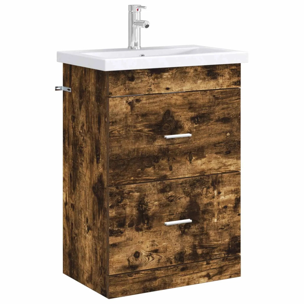 Mobiletto da Bagno Sotto Lavabo Rovere Fumo 56 x 37,5 x 81 cm 890708