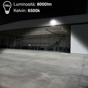 Faro Led 100W Luce Alta Luminosita 8000lm Faretto Esterno Slim Bianco Freddo