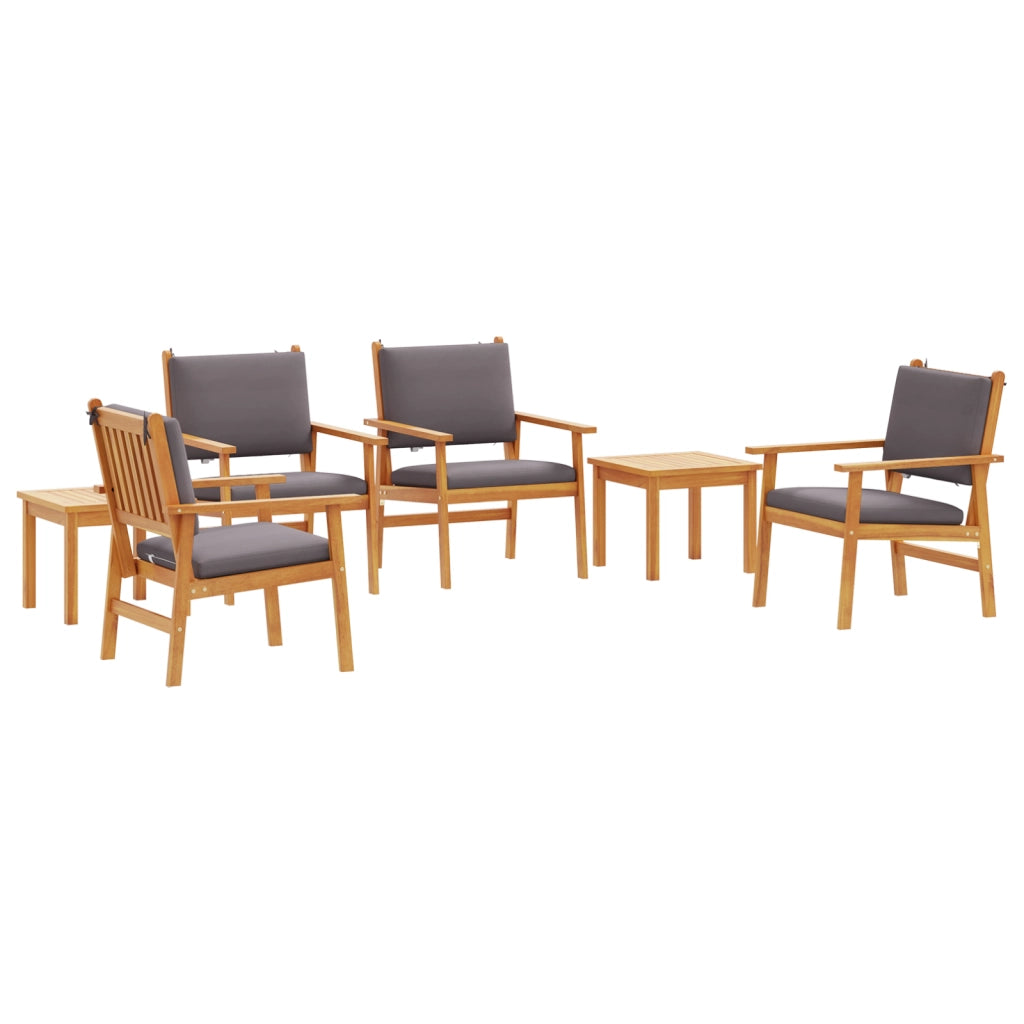 Set da pranzo da giardino 6 pezzi con cuscini in legno massello di acacia