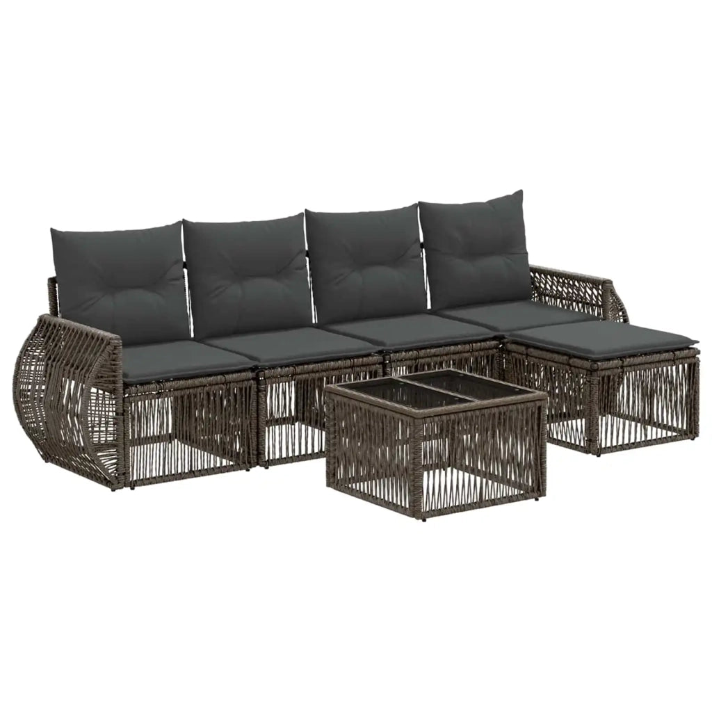 Set Divano da Giardino 6 pcs Grigio e Grigio Scuro polyrattan