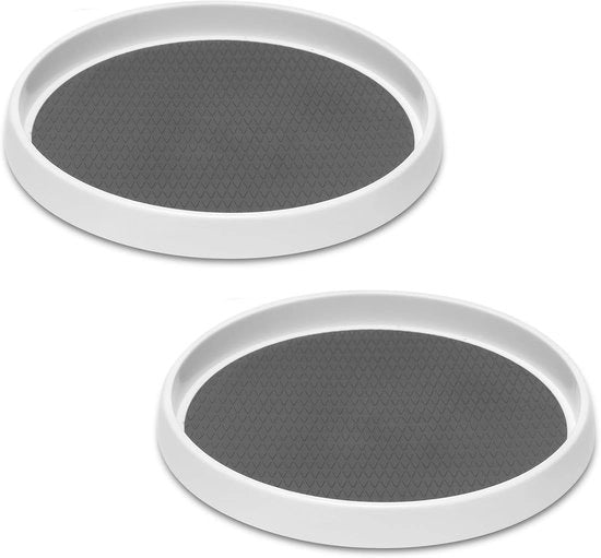 Set di 2, 30 cm antiscivolo ripiani girevoli di archiviazione - per armadi, armadi per magazzino, cucina, frigorifero, mobili della zona bagno, sotto il lavello, spezie, grigio
