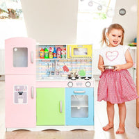Cucina in legno Giocattolo Bambini con Pentole e Accessori Gioco in Acciaio