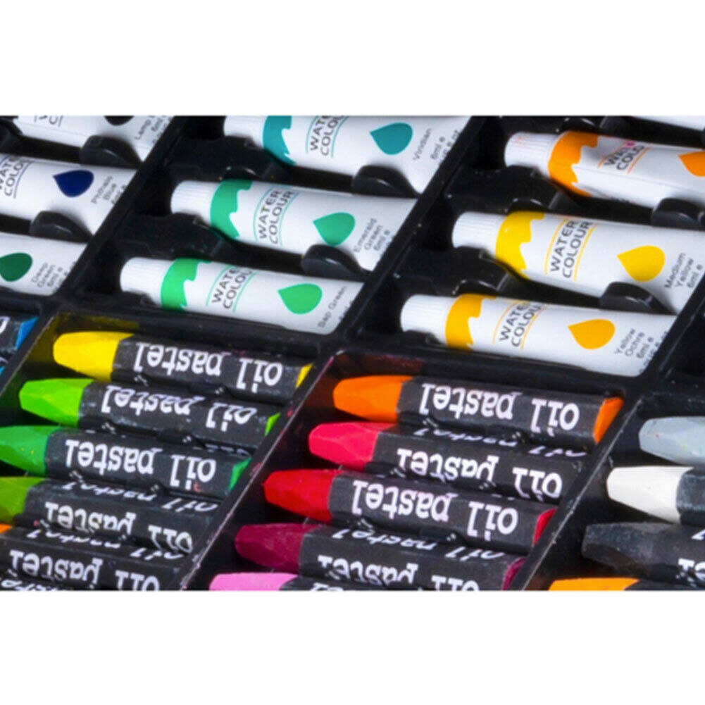 Valigetta Legno Pittore 145pz Colori Pittura Pastelli Acquerelli Professionale