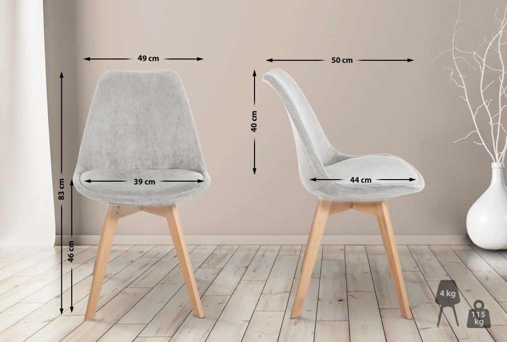 Set 4 Sedie Pranzo Linares Beige,Cordone
