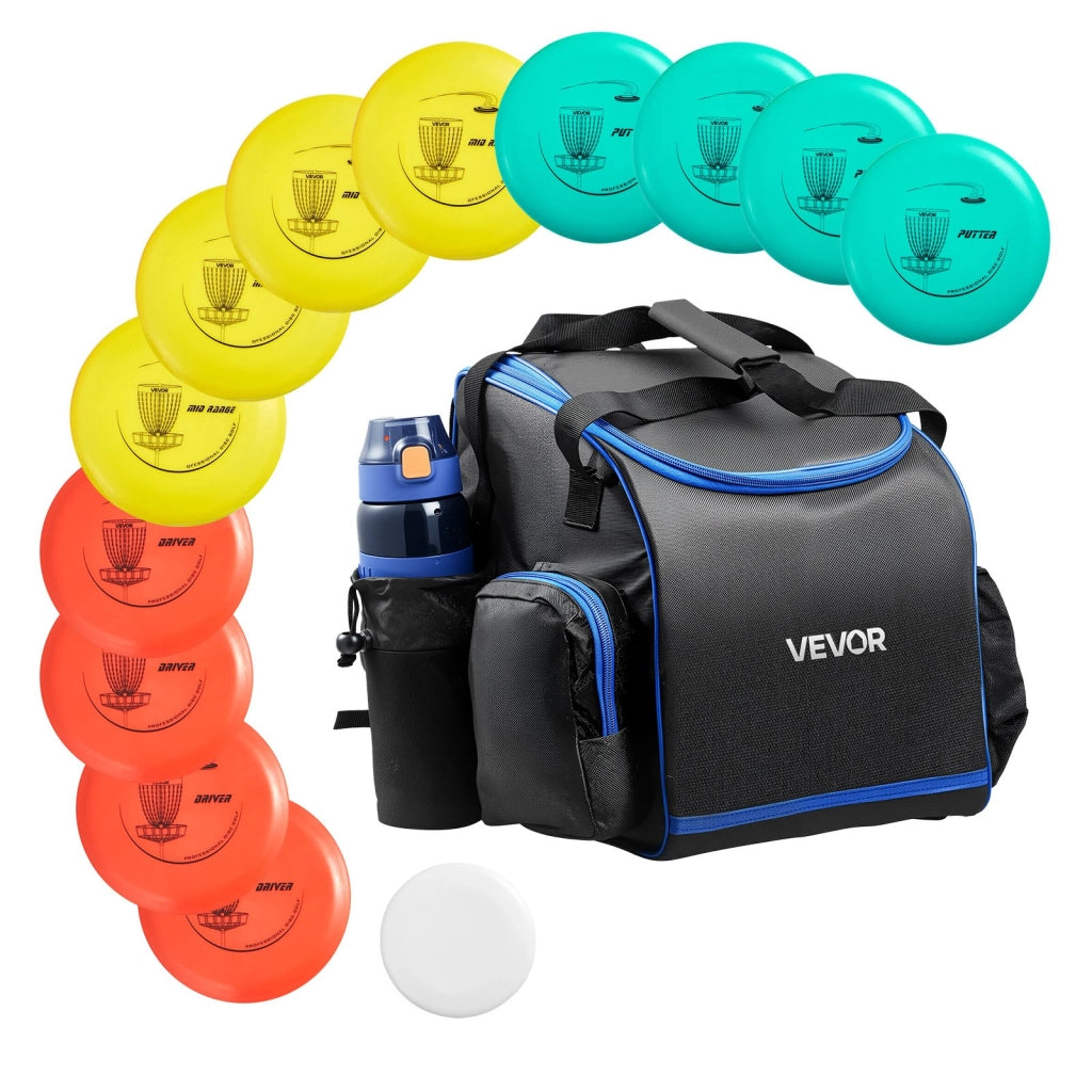 Set da Disc Golf 12+1 Pezzi JY005-S70003 in TPE con Driver Putter Mid-Range Zaino e Marcatore Robusto e Portatile per Giardino