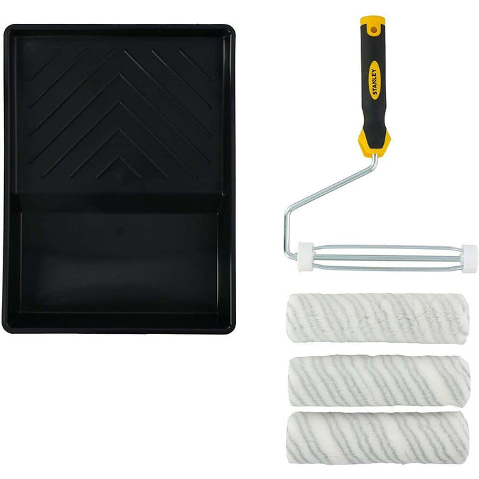 Set Pittore Stanley con 3 Rulli 23cm e Vaschetta Pittura Verniciare Pareti Casa