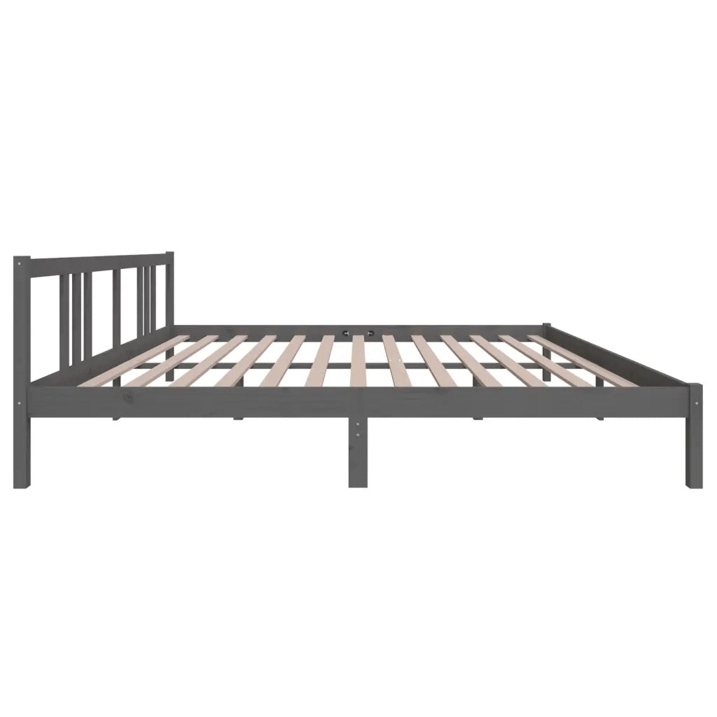 Giroletto-Struttura Letto Grigio in Legno Massello 200x200 cm 945011