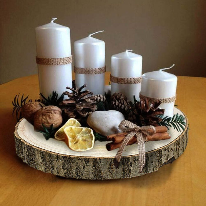 Centrotavola di Legno Base Dischi Tronco Decorazione Natalizia Diametro 20CM