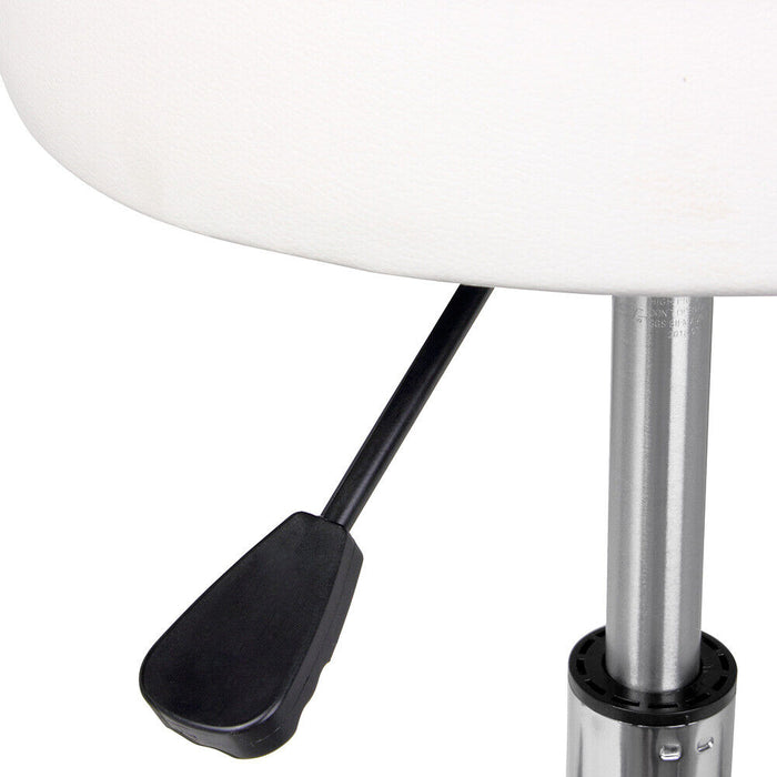 Sgabello Estetista Girevole Schienale Seduta in Ecopelle Salone Studio Bianco