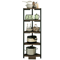 Scaffale Angolare 5 Ripiani Metallo Legno Libreria Angolo Multiuso 40x120 Nero