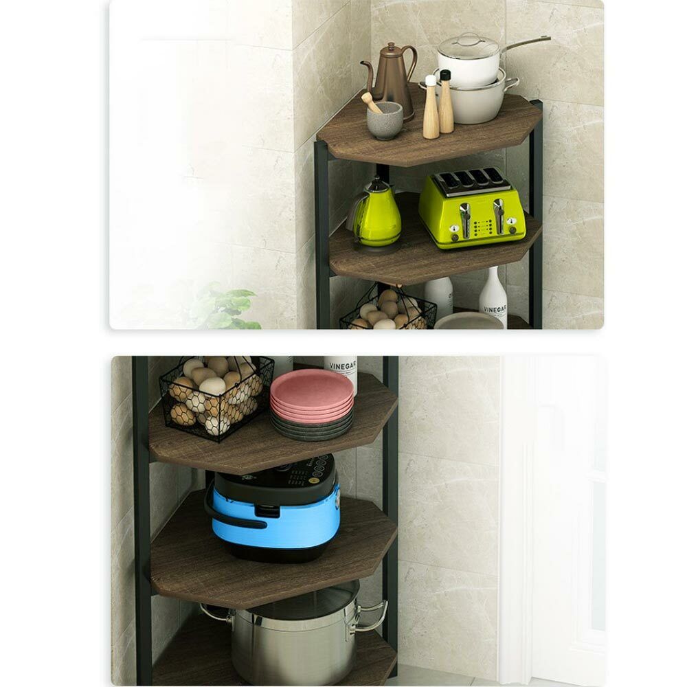 Scaffale Angolare 5 Ripiani Metallo Legno Libreria Angolo Multiuso 40x120 Nero