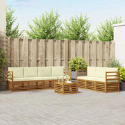Set divani 8 pz Naturale e Crema Legno di Acacia Massello 3374470