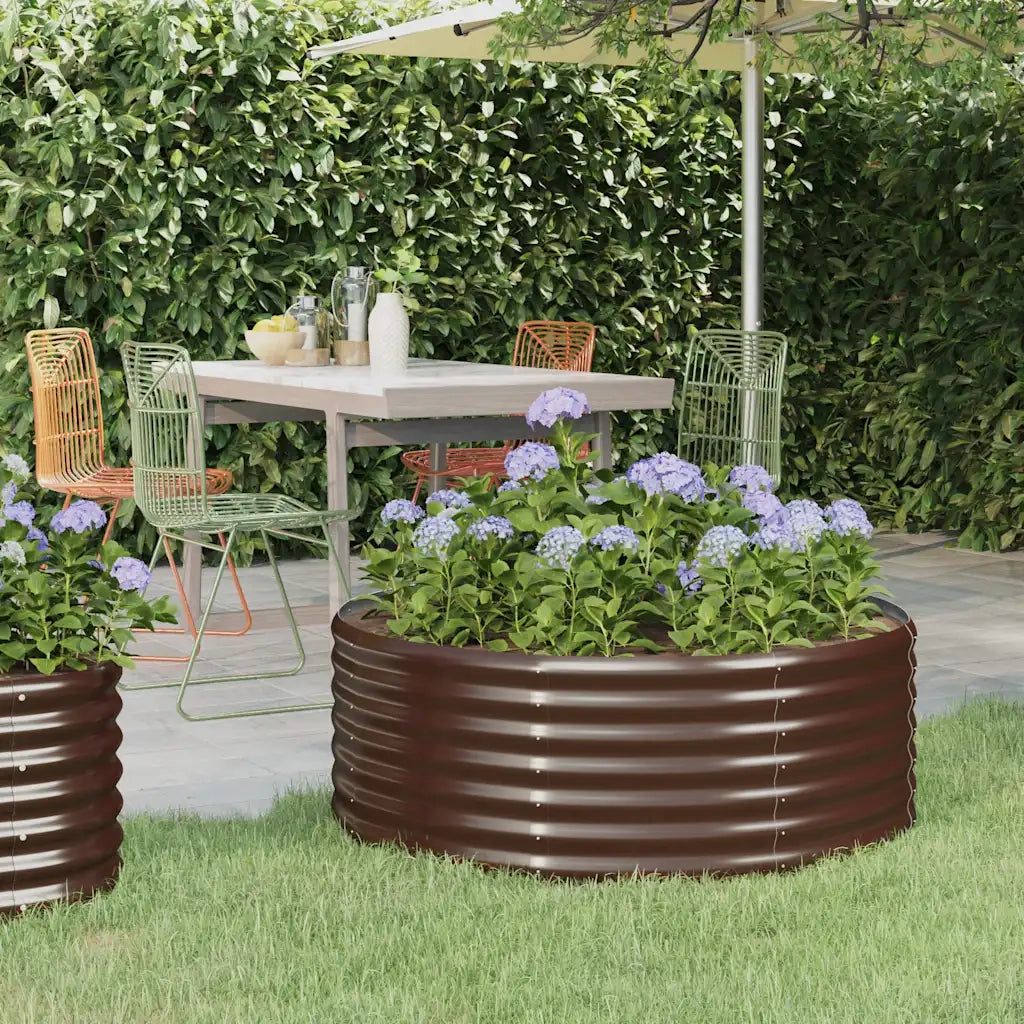Fioriere | Cassetta per fiori | Letto Giardino Acciaio Zincato 100x100x36cm Marrone
