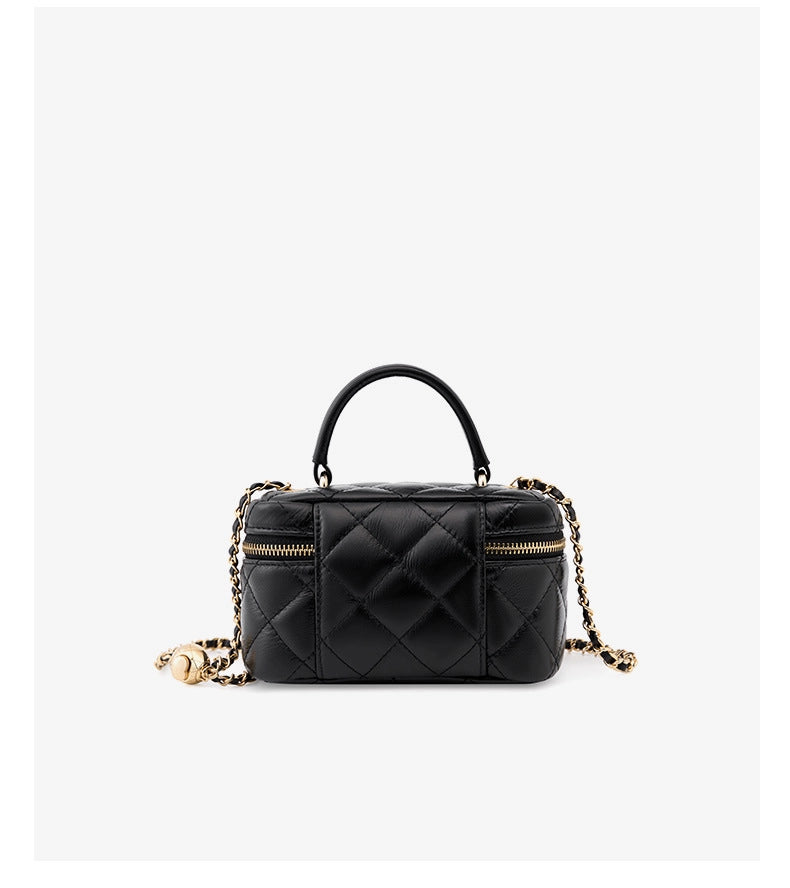 Borsa piccola da donna in vera pelle, nera