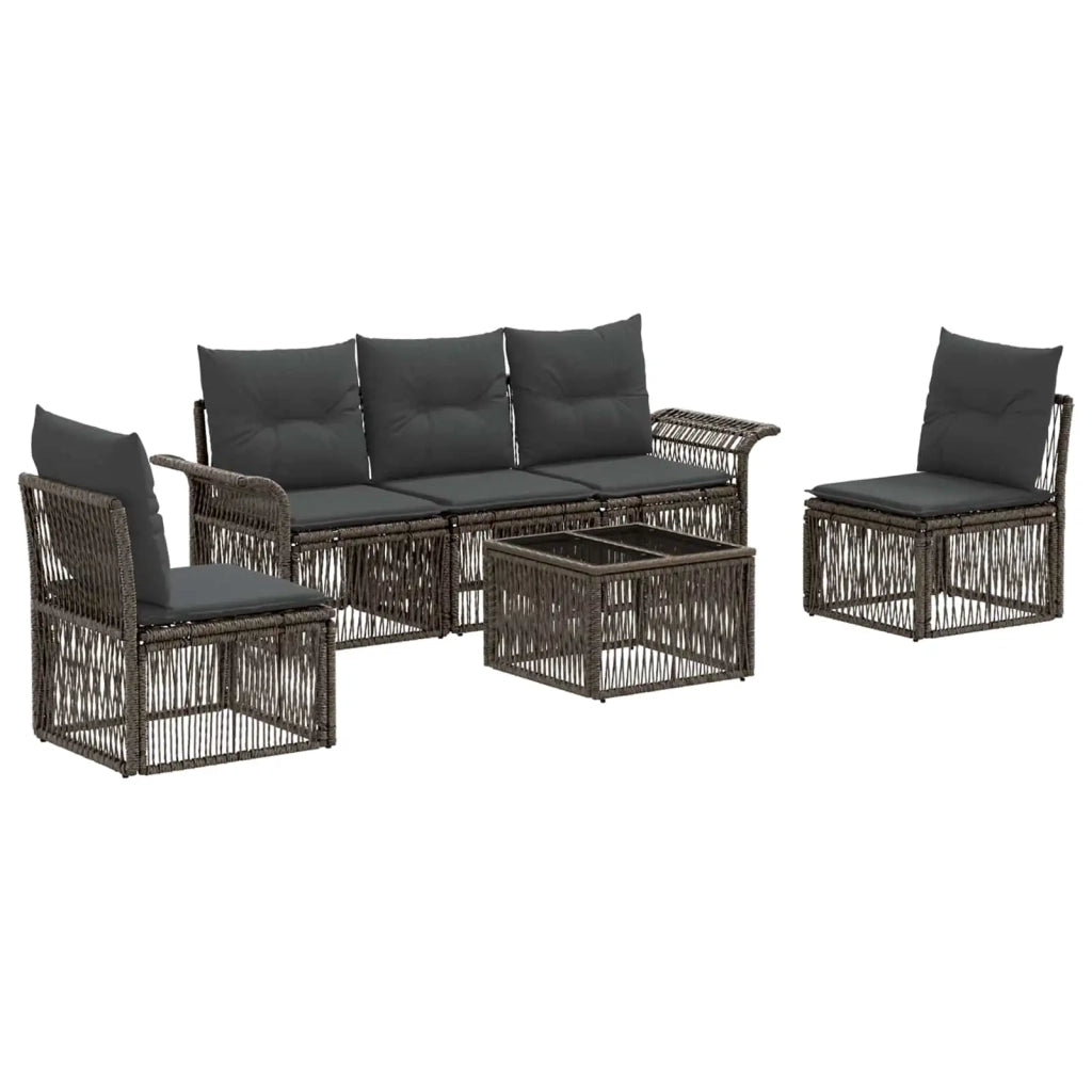 Set Divano da Giardino 6 pcs Grigio polyrattan 3434789