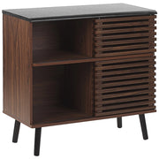 Credenza in legno scuro finitura 80 x 40 x 80 cm armadio con ante scorrevoli rustiche
