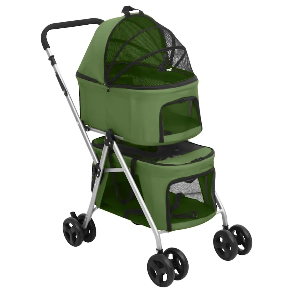 Passeggino Cani Pieghevole 2 Livelli Verde 83x48x97cm Tessutocod mxl 127007