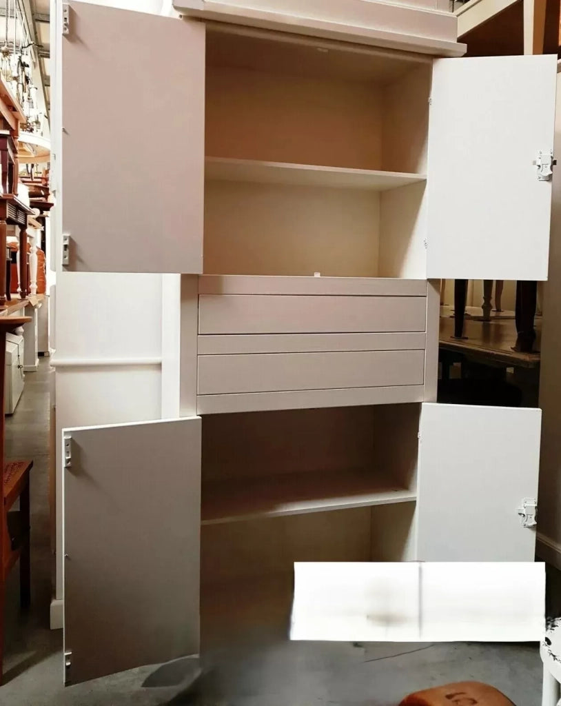 Armadio dispensa 4 porte arte povera in legno bianco 80x40x170 (1394) - Mobili 2G