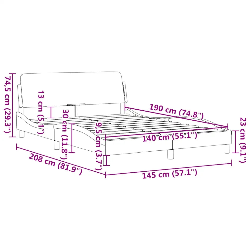 Giroletto-Struttura Letto Dover Bianco 140x190 cm in Similpelle