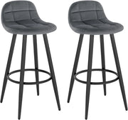 2x Sgabelli da Bar Moderni, Sedie Alte da Cucina con Schienale e Poggiapiedi, Seduta Imbottita, Sgabelli in Velluto e Metallo, Altezza Seduta 70cm, Grigio Scuro BH364dgr-2