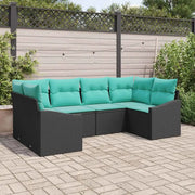 Set di divani con cuscino 6 pcs Nero polyrattan