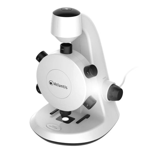 Microscopio digitale atlantis e45-ms737 usb uxga 1600x1200 6 torrette di ingrandimento da 100x a 600x cmos